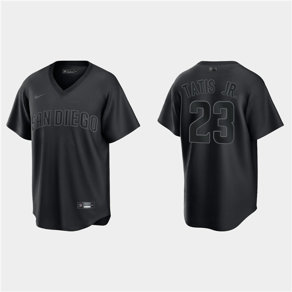 Personalized Men’s San Diego Padres #23 Fernando Tatis Jr. Black Pitch Black Fashion Stitched Jersey