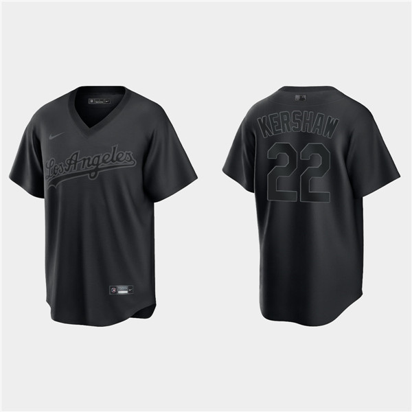 Personalized Men’s Los Angeles Dodgers #22 Clayton Kershaw Black Pitch Black Fashion Stitched Jersey