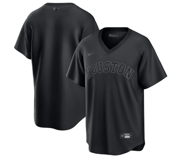 Personalized Men’s Houston Astros Blank Black Pitch Black Fashion Stitched Jersey
