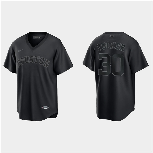 Personalized Men’s Houston Astros #30 Kyle Tucker Black Pitch Black Fashion Stitched Jersey