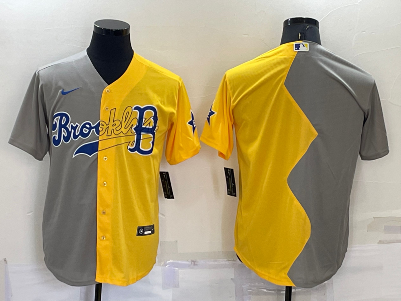 Personalized Men’s Boston Red Sox Blank Grey Yellow Split Cool Base Stitched Jersey