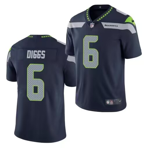Personalized Men’s Seattle Seahawks #6 Quandre Diggs Navy Untouchable Limited Stitched Jersey