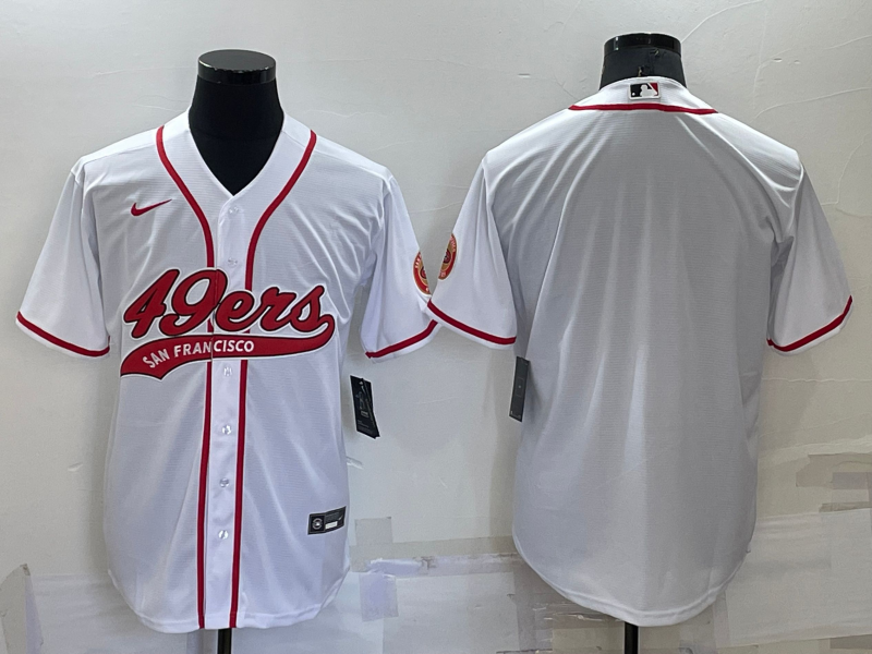 Personalized Men’s San Francisco 49ers Blank White Cool Base Stitched Baseball Jersey