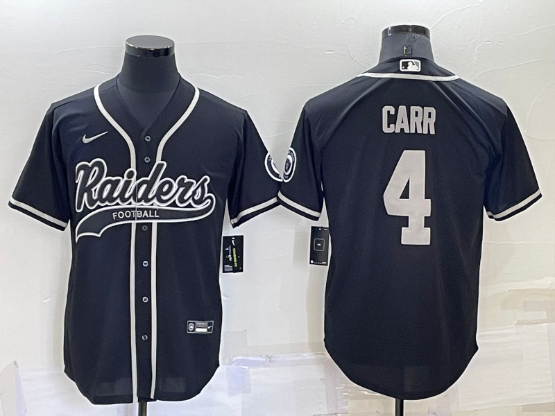 Personalized Men’s Las Vegas Raiders #4 Derek Carr Black Cool Base Stitched Baseball Jersey