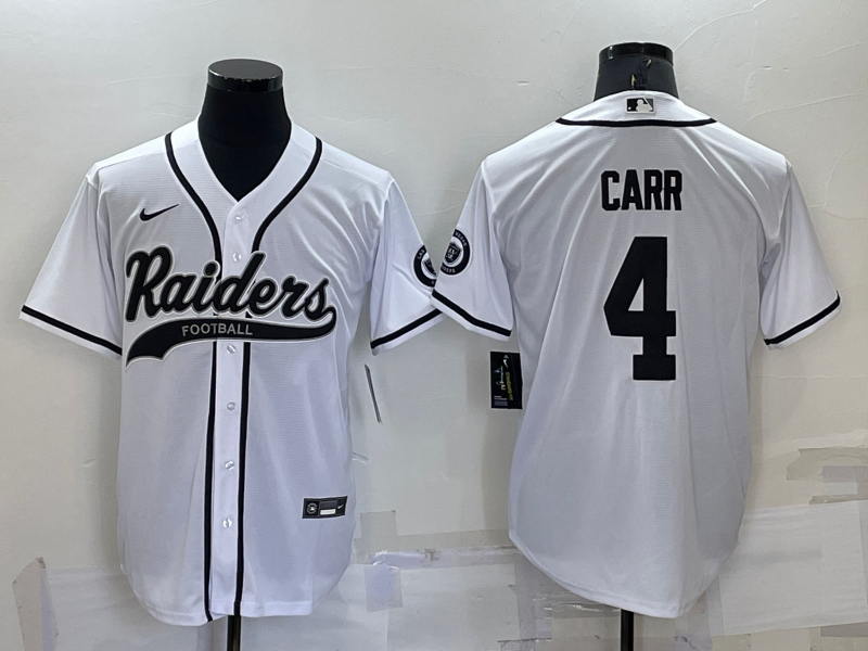 Personalized Men’s Las Vegas Raiders #4 Derek Carr White Cool Base Stitched Baseball Jersey