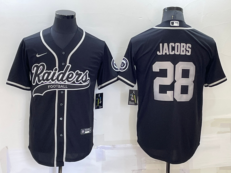Personalized Men’s Las Vegas Raiders #28 Josh Jacobs Black Cool Base Stitched Baseball Jersey