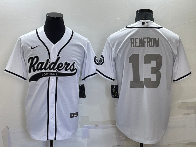 Personalized Men’s Las Vegas Raiders #13 Hunter Renfrow White Grey Cool Base Stitched Baseball Jersey