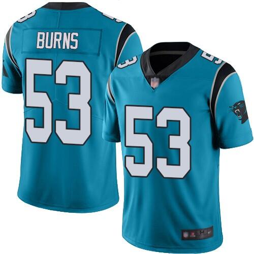 Personalized Men’s Carolina Panthers #53 Brian Burns Blue Untouchable Limited Stitched Jersey