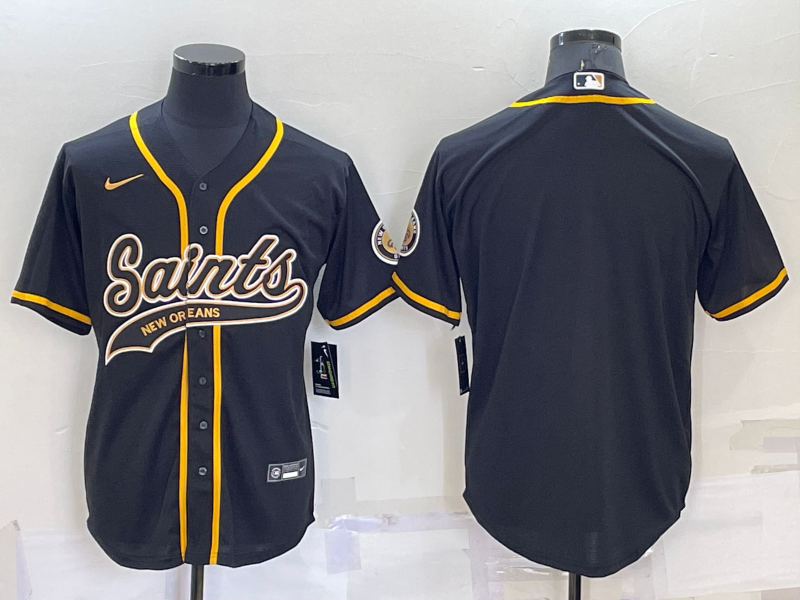 Personalized Men’s New Orleans Saints Blank Black Cool Base Stitched Baseball Jersey