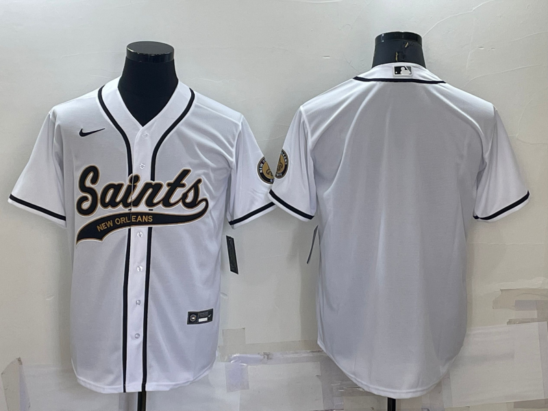 Personalized Men’s New Orleans Saints Blank White Cool Base Stitched Baseball Jersey