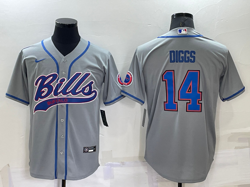 Personalized Men’s Buffalo Bills #14 Stefon Diggs Gray Cool Base Stitched Baseball Jersey