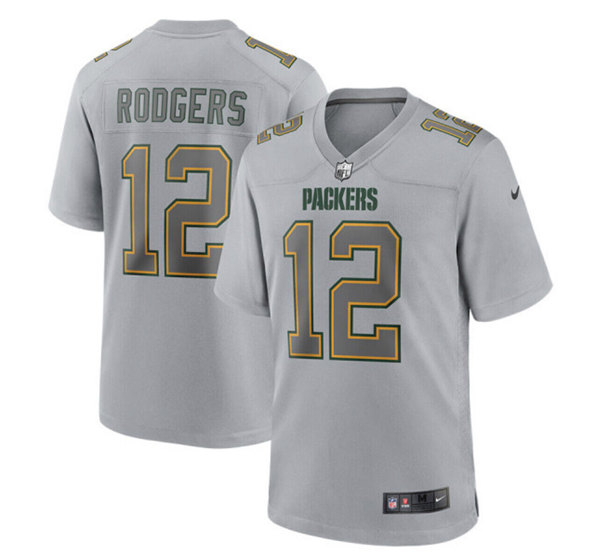 Personalized Men’s Green Bay Packers #12 Aaron Rodgers Gray Atmosphere Fashion Stitched Game Jersey