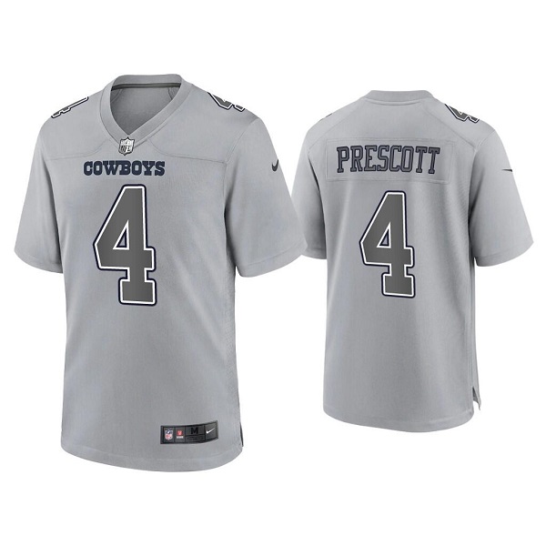 Personalized Men’s Dallas Cowboys #4 Dak Prescott Grey Atmosphere Fashion Stitched Game Jersey