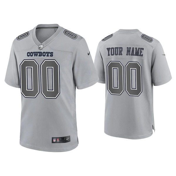 Personalized Men’s Dallas Cowboys ACTIVE PLAYER Grey Atmosphere Fashion Stitched Game Jersey
