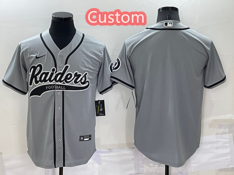 Personalized Custom Men’s Las Vegas Raiders Grey Cool Base Stitched Baseball Jersey