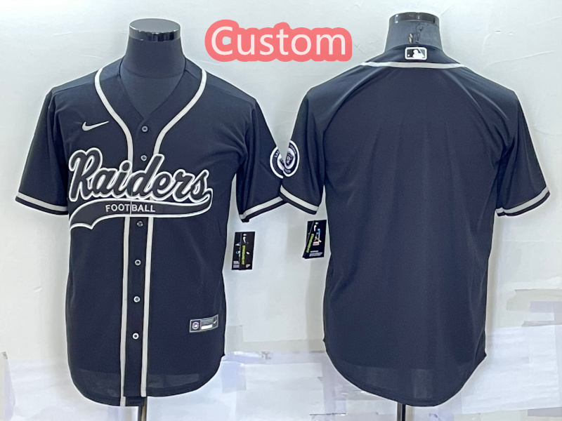 Personalized Custom Men’s Las Vegas Raiders Black Cool Base Stitched Baseball Jersey