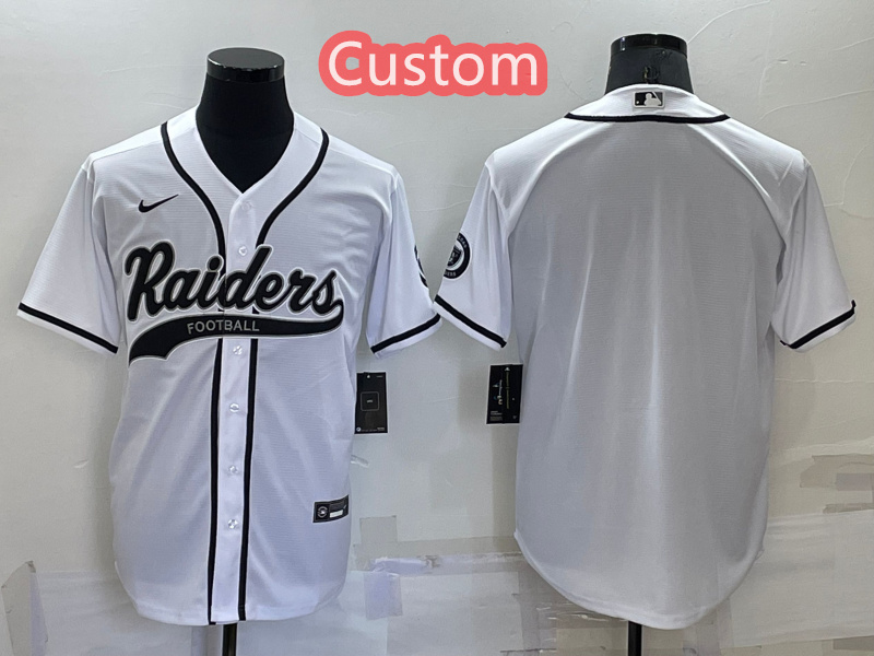 Personalized Custom Men’s Las Vegas Raiders White Cool Base Stitched Baseball Jersey
