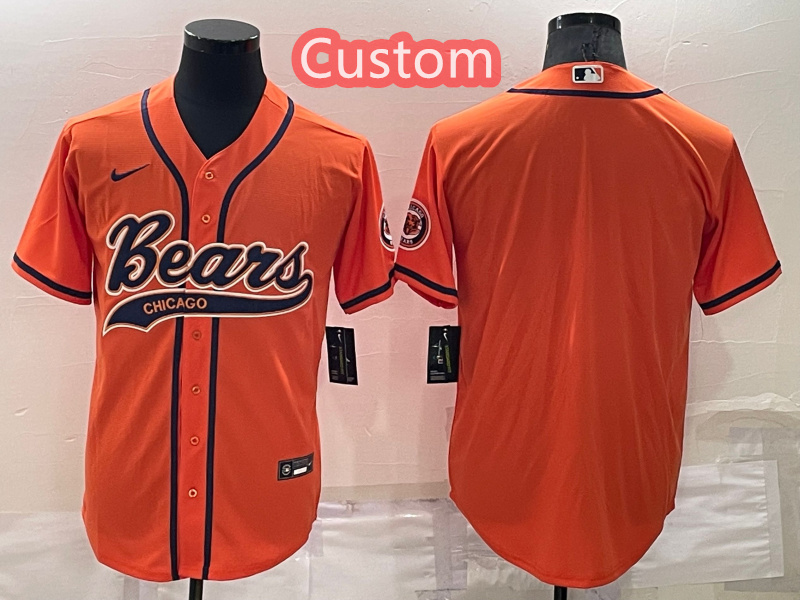 Personalized Custom Men’s Chicago Bears Orange Stitched Jersey