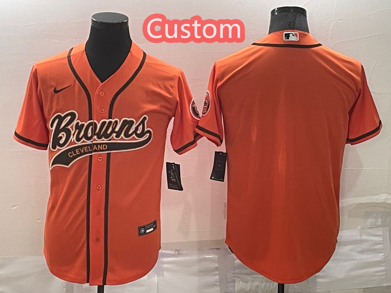 Personalized Custom Men’s Cleveland Browns Orange Stitched Jersey