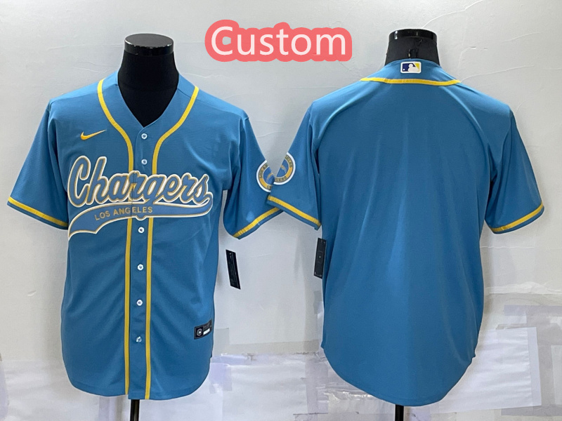 Personalized Custom Men’s Los Angeles Chargers Blue Cool Base Stitched Baseball Jersey