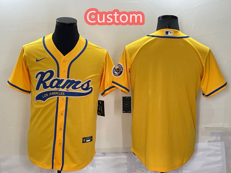 Personalized Custom Men’s Los Angeles Rams Yellow Stitched Jersey
