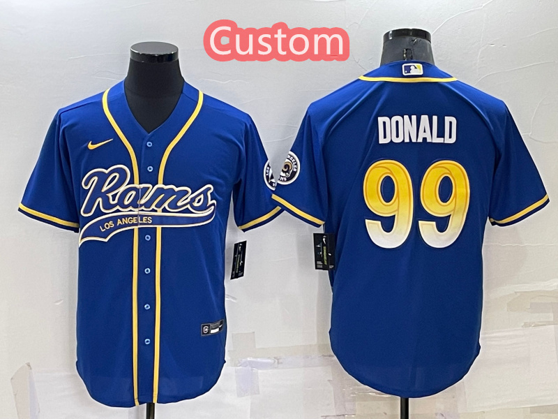 Personalized Custom Men’s Los Angeles Rams Royal Cool Base Stitched Baseball Jersey