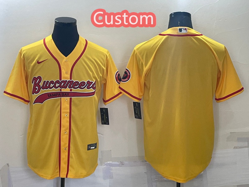 Personalized Custom Men’s Tampa Bay Buccaneers Yellow Cool Base Stitched Baseball Jersey