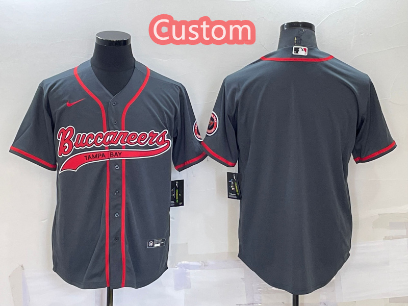 Personalized Custom Men’s Tampa Bay Buccaneers Charcoal Cool Base Stitched Baseball Jersey
