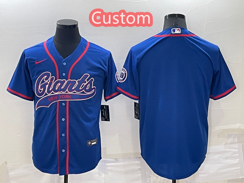 Personalized Custom Men’s New York Giants Blue Cool Base Stitched Baseball Jersey