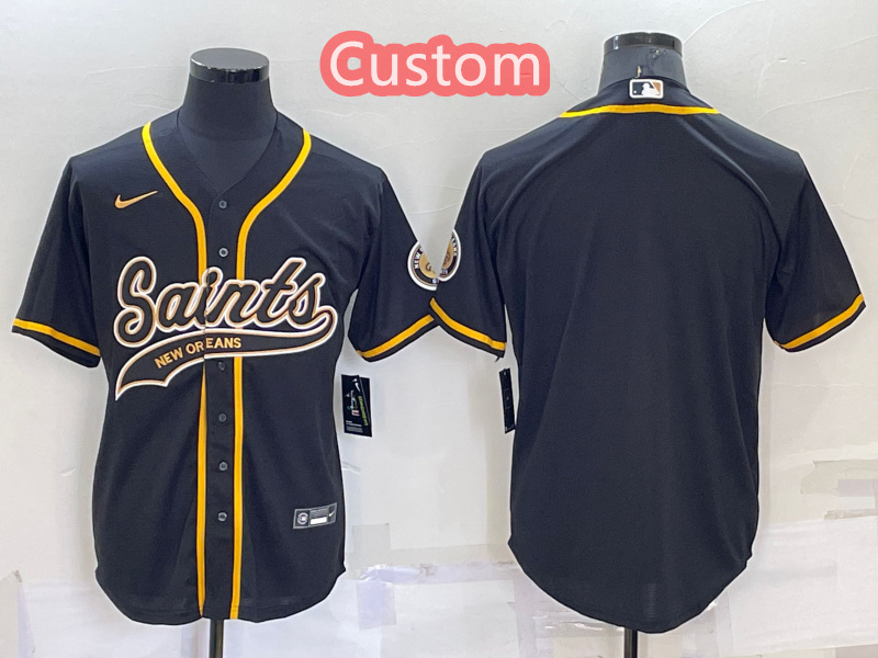Personalized Custom Men’s New Orleans Saints Black Cool Base Stitched Baseball Jersey