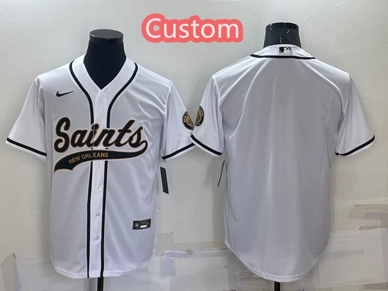 Personalized Custom Men’s New Orleans Saints White Cool Base Stitched Baseball Jersey