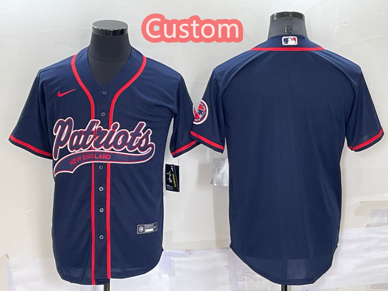 Personalized Custom Men’s New England Patriots Navy Cool Base Stitched Baseball Jersey