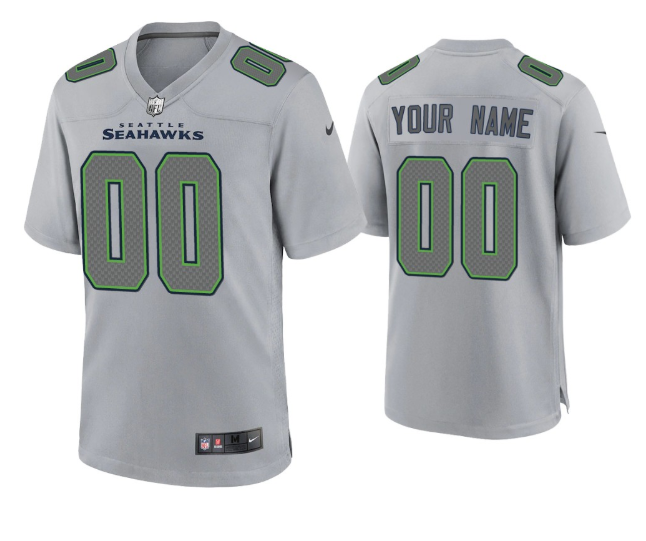 Personalized Men’s Seattle Seahawks Active Player Grey Atmosphere Fashion Stitched Game Jersey