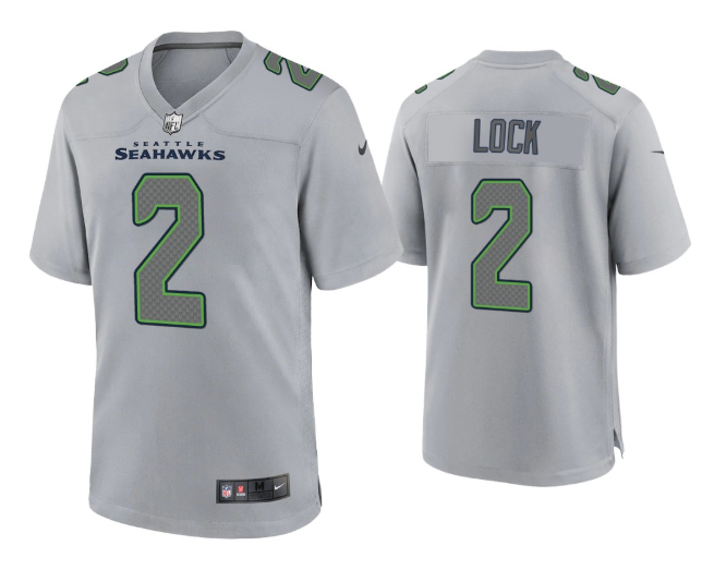 Personalized Men’s Seattle Seahawks #2 Drew Lock Grey Atmosphere Fashion Stitched Game Jersey