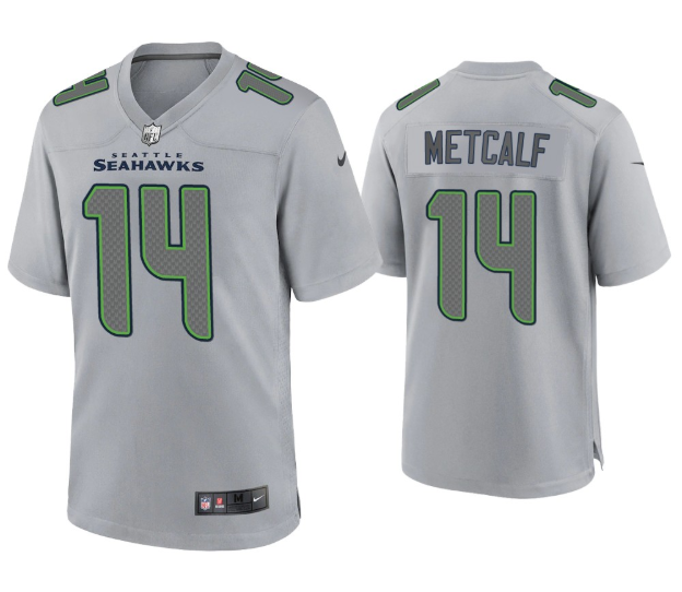 Personalized Men’s Seattle Seahawks #14 D.K. Metcalf Grey Atmosphere Fashion Stitched Game Jersey