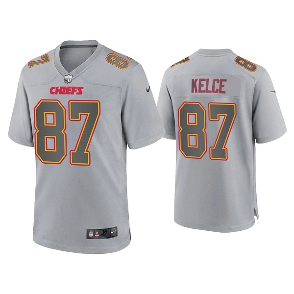 Personalized Men’s Kansas City Chiefs #87 Travis KelceGrey Atmosphere Fashion Stitched Game Jersey