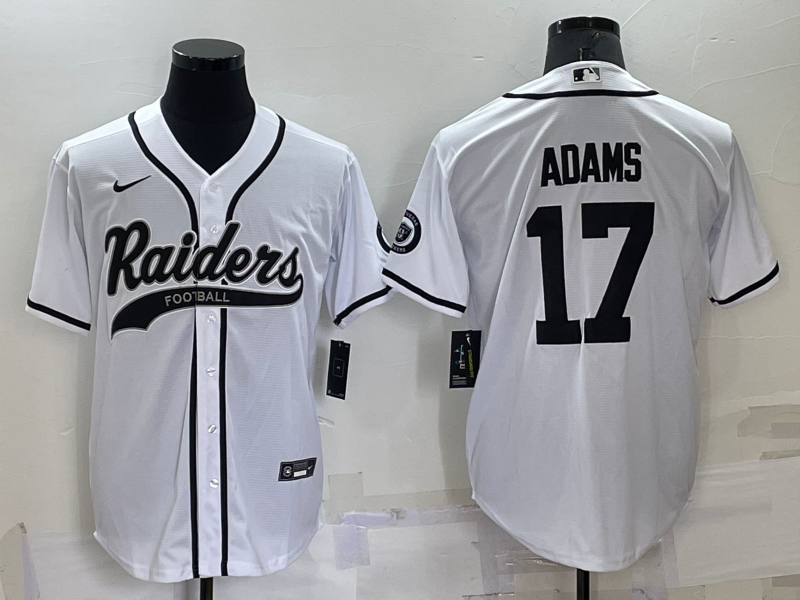 Personalized Men’s Las Vegas Raiders #17 Davante Adams White Cool Base Stitched Baseball Jersey