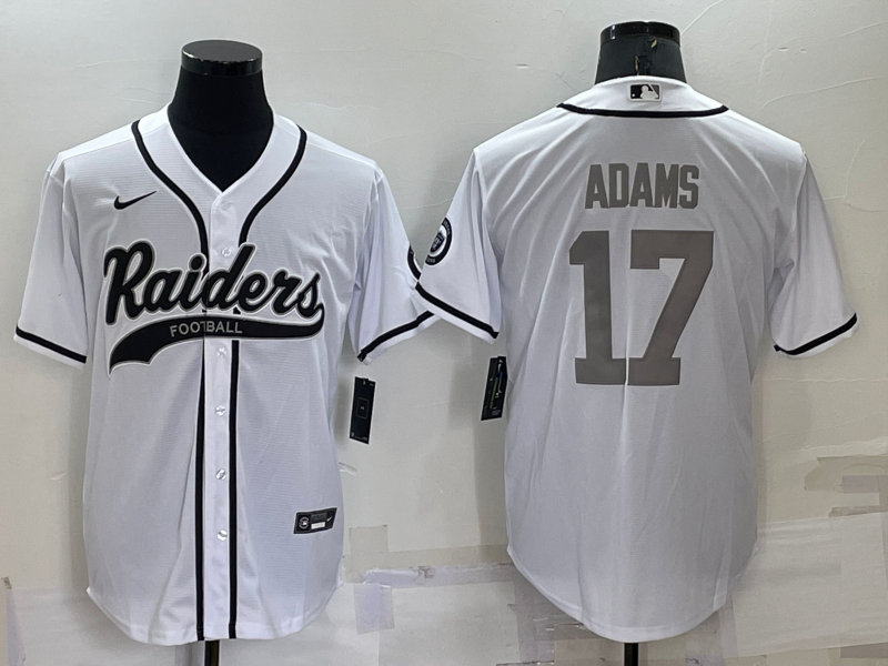 Personalized Men’s Las Vegas Raiders #17 Davante Adams White Grey Cool Base Stitched Baseball Jersey