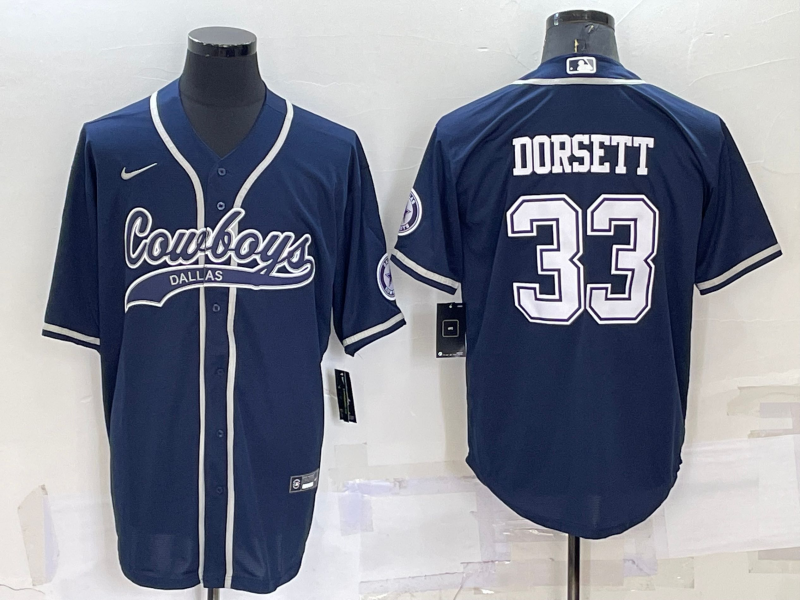 Personalized Men’s Dallas Cowboys #33 Tony Dorsett Navy Cool Base Stitched Baseball Jersey