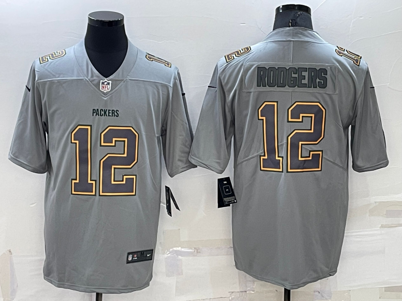 Personalized Men’s Green Bay Packers #12 Aaron Rodgers Gray Atmosphere Fashion Stitched Jersey
