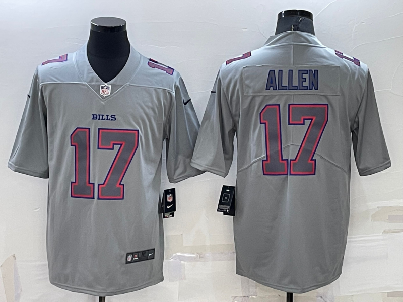 Personalized Men’s Buffalo Bills #17 Josh Allen Grey Atmosphere Fashion Stitched Jersey