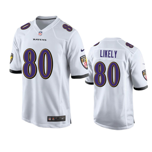 Personalized Men’s Baltimore Ravens #80 Isaiah Likely White Game Jersey