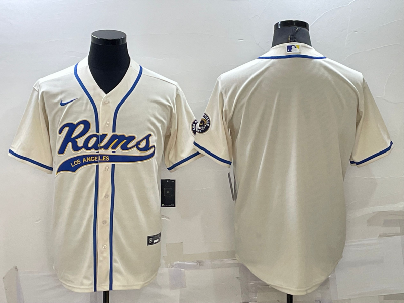 Personalized Men’s Los Angeles Rams Blank Bone Cool Base Stitched Baseball Jersey