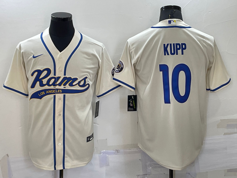 Personalized Men’s Los Angeles Rams #10 Cooper Kupp Bone Cool Base Stitched Baseball Jersey