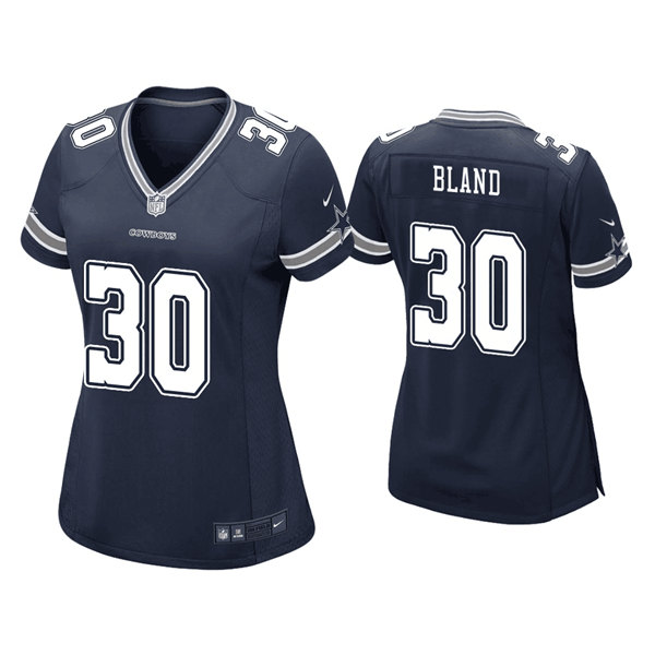 Personalized Women’s Dallas Cowboys #30 DaRon Bland Navy Stitched Game Jersey(Run Small)