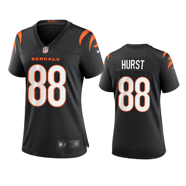 Personalized Women’s Cincinnati Bengals #88 Hayden Hurst Black Stitched Game Jersey(Run Small)