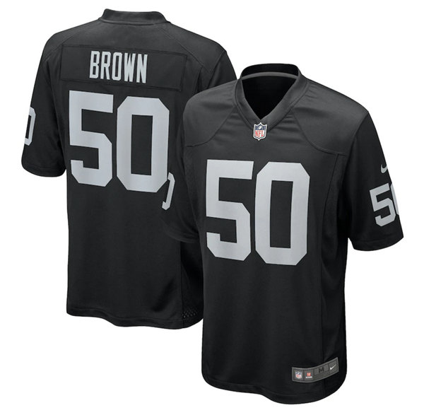 Personalized Men’s Las Vegas Raiders #50 Jayon Brown Black Stitched Game Jersey