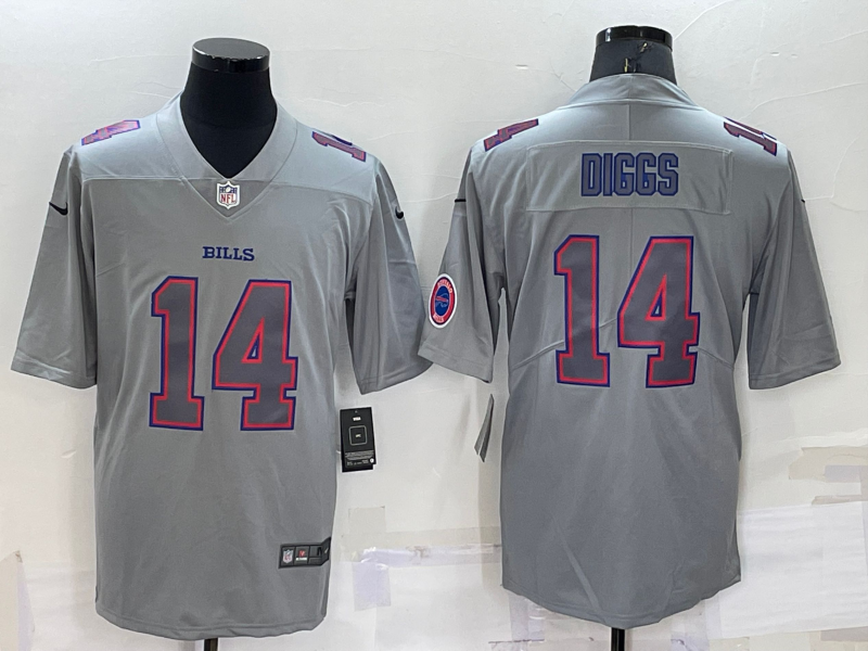Personalized Men’s Buffalo Bills #14 Stefon Diggs Grey With Patch Atmosphere Fashion Stitched Jersey
