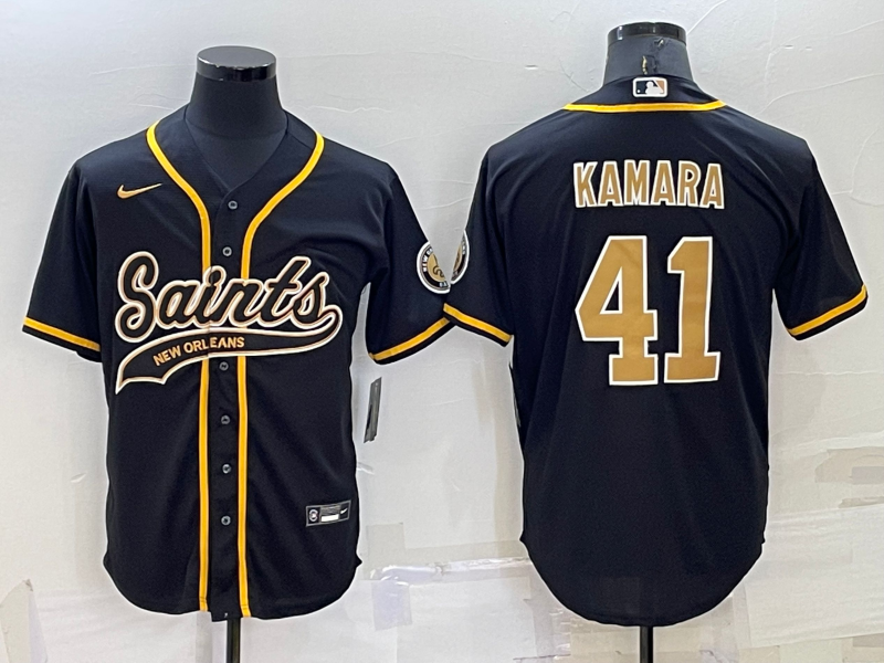 Personalized Men’s New Orleans Saints #41 Alvin Kamara Black Stitched MLB Cool Base Baseball Jersey