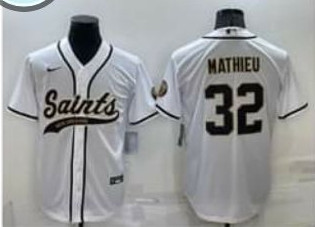 Personalized Men’s New Orleans Saints #32 Tyrann Mathieu White Stitched MLB Cool Base Baseball Jersey